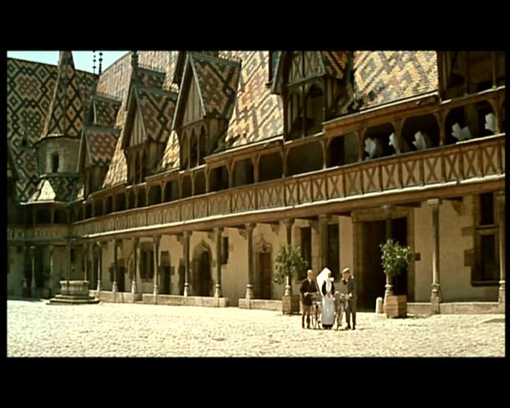 Il vecchio ospedale di Beaune durante le riprese